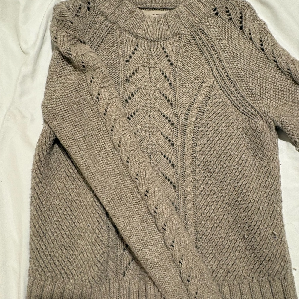 LOFT Taupe Cable Knit Sweater
